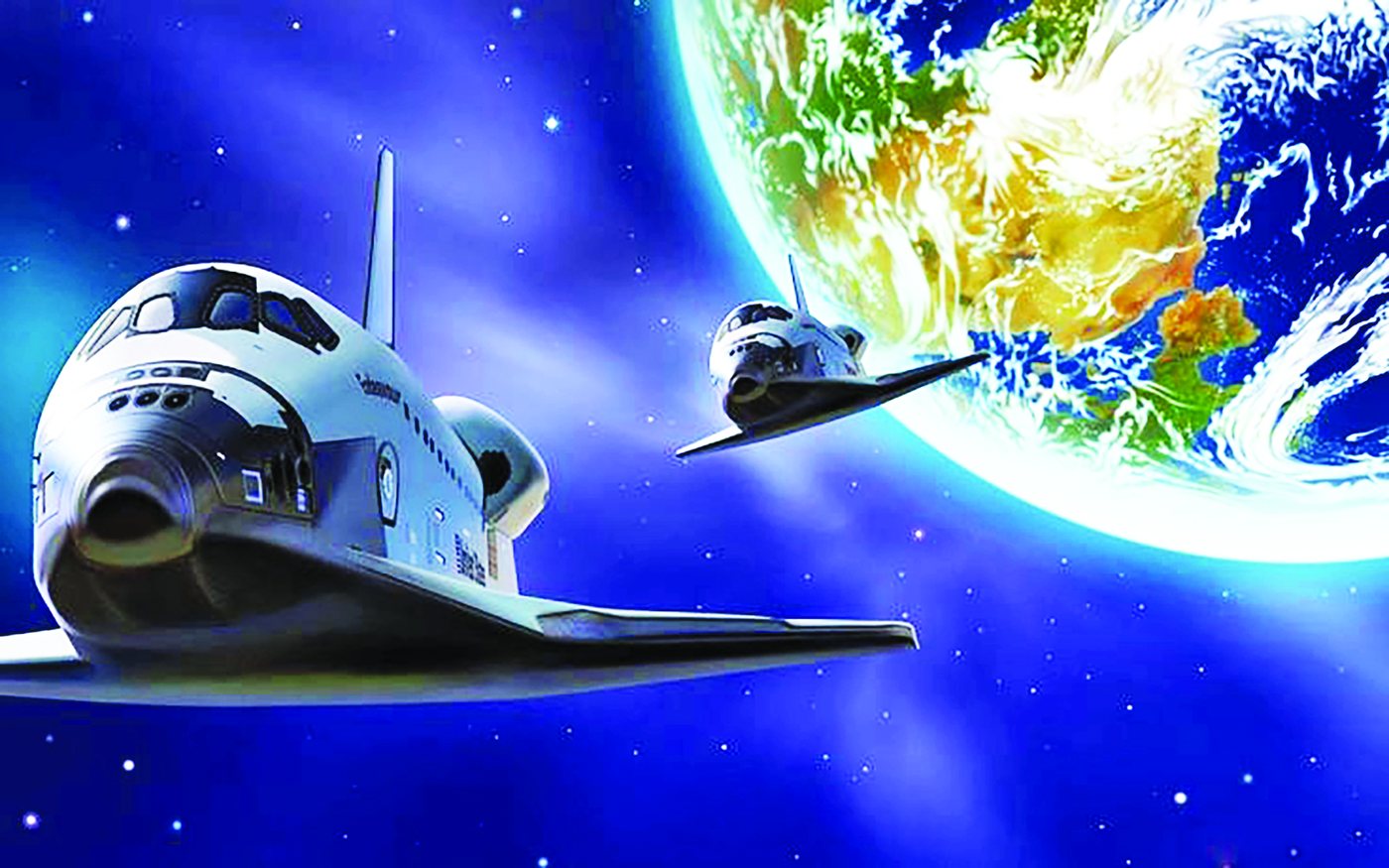 Spacecraft flying toward Earth