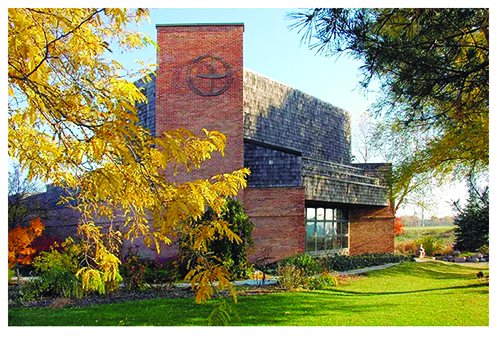 Church building in autumn