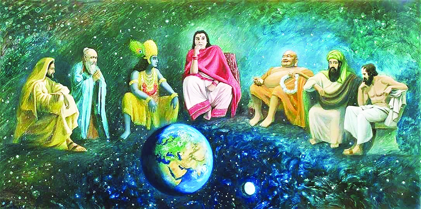 Cosmic illustration of mythic figures